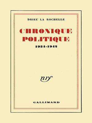cover image of Chronique politique (1934-1942)